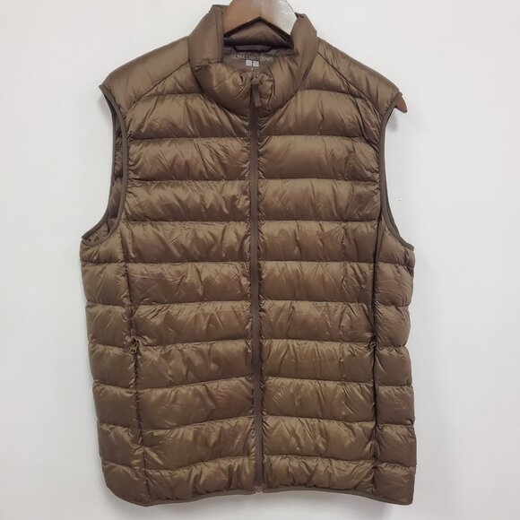 Uniqlo Womens Ultra Light Down Puffer Vest Size L Brown Packable Winter Layers - Picture 1 of 10